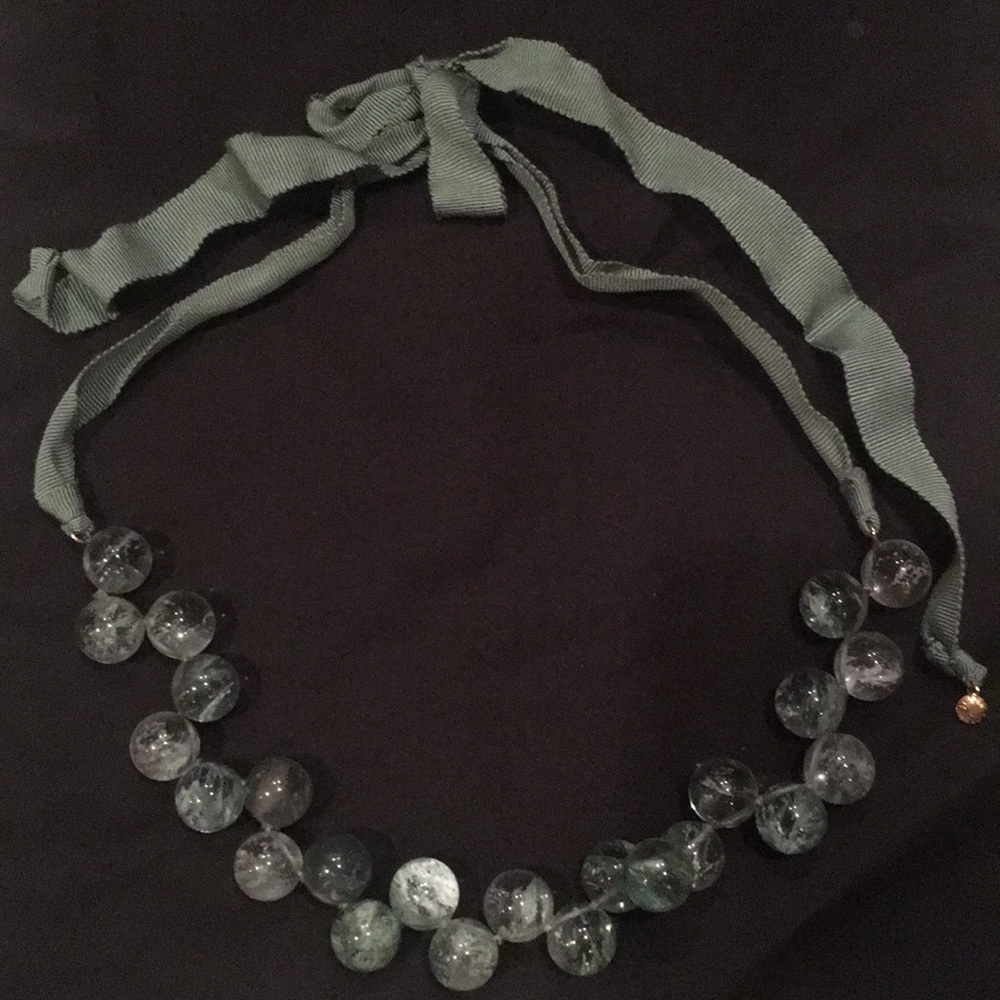 J. Crew Green Glass Bead Necklace.